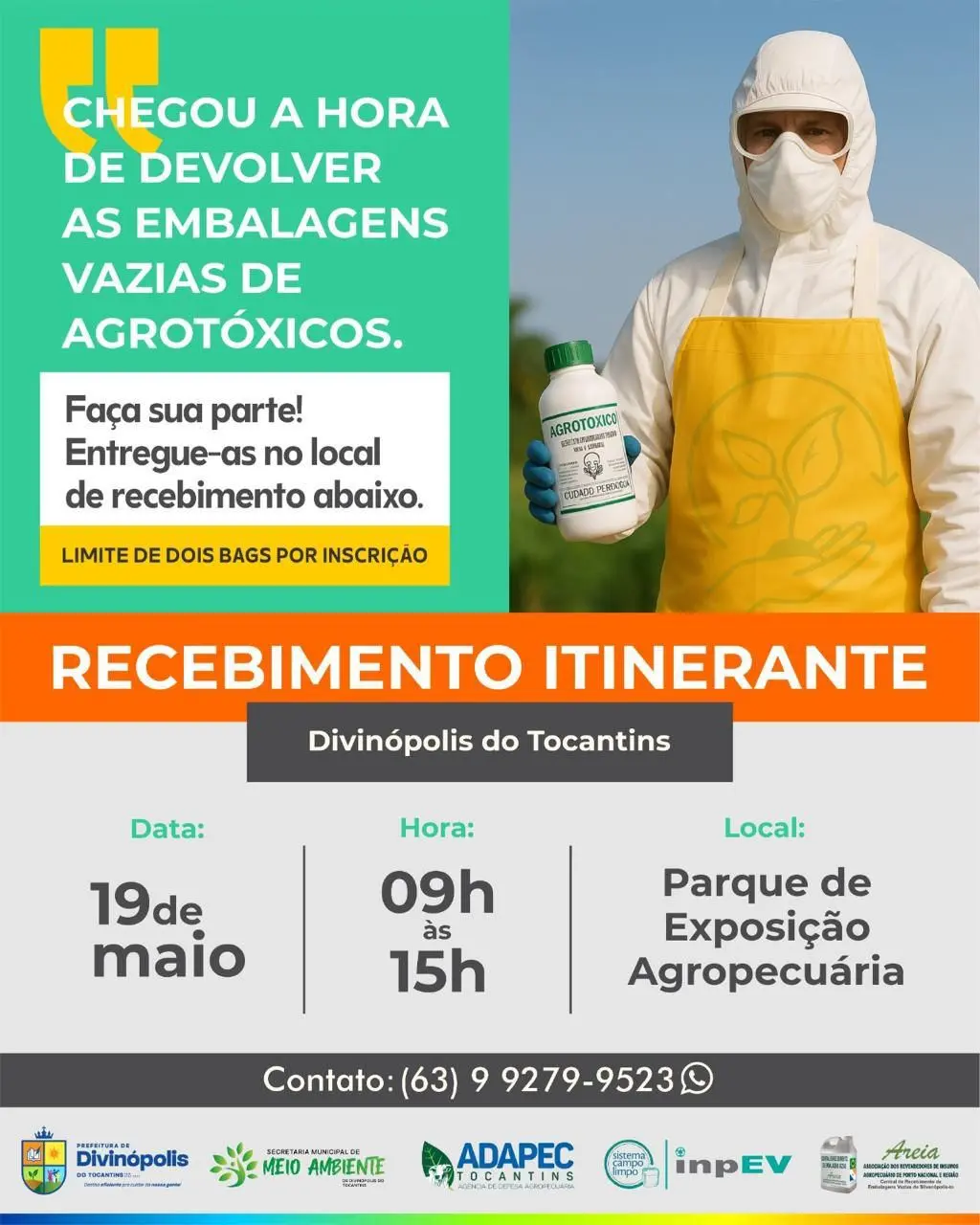 Recebimento Itinerante de embalagens vazias de agrotóxicos.